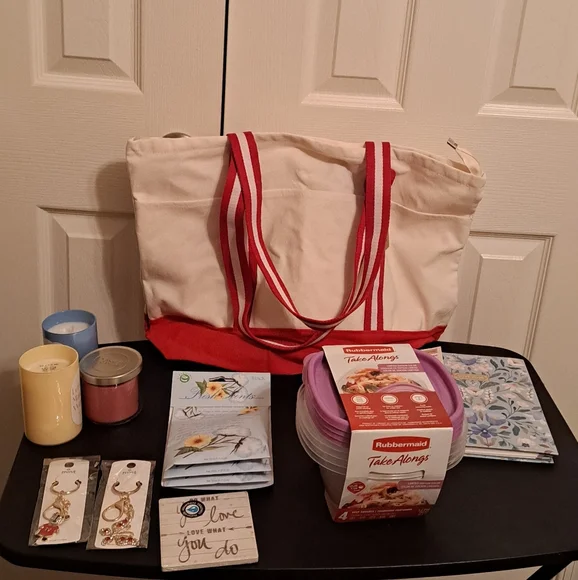 Mixit Red Tote with 16 items. All brand new. - Picture 1 of 10